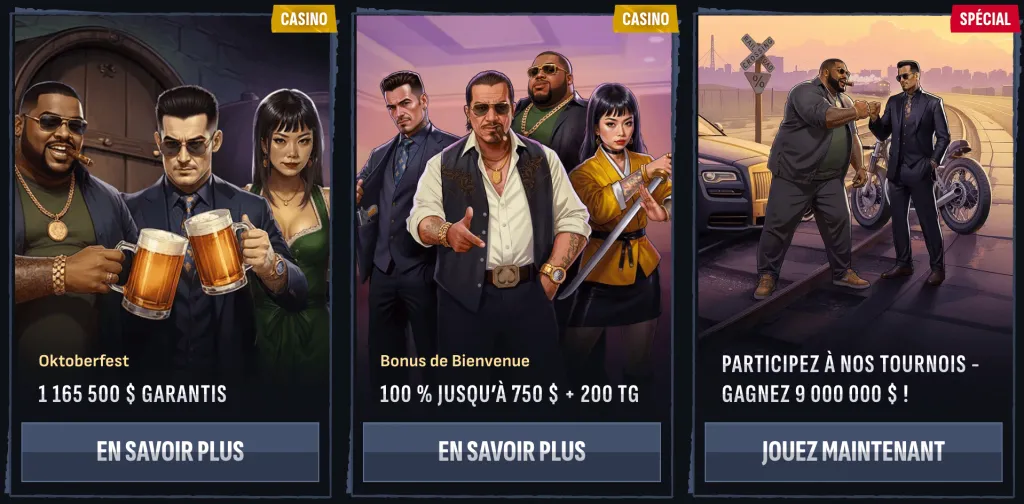 Bonus disponibles au Mafia Casino